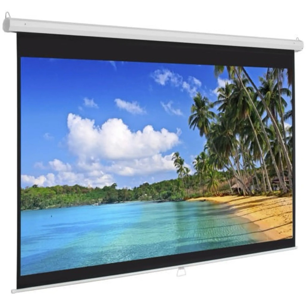 Layar proyektor gantung manual 150inch / Screen proyektor manual gantung 150 inch