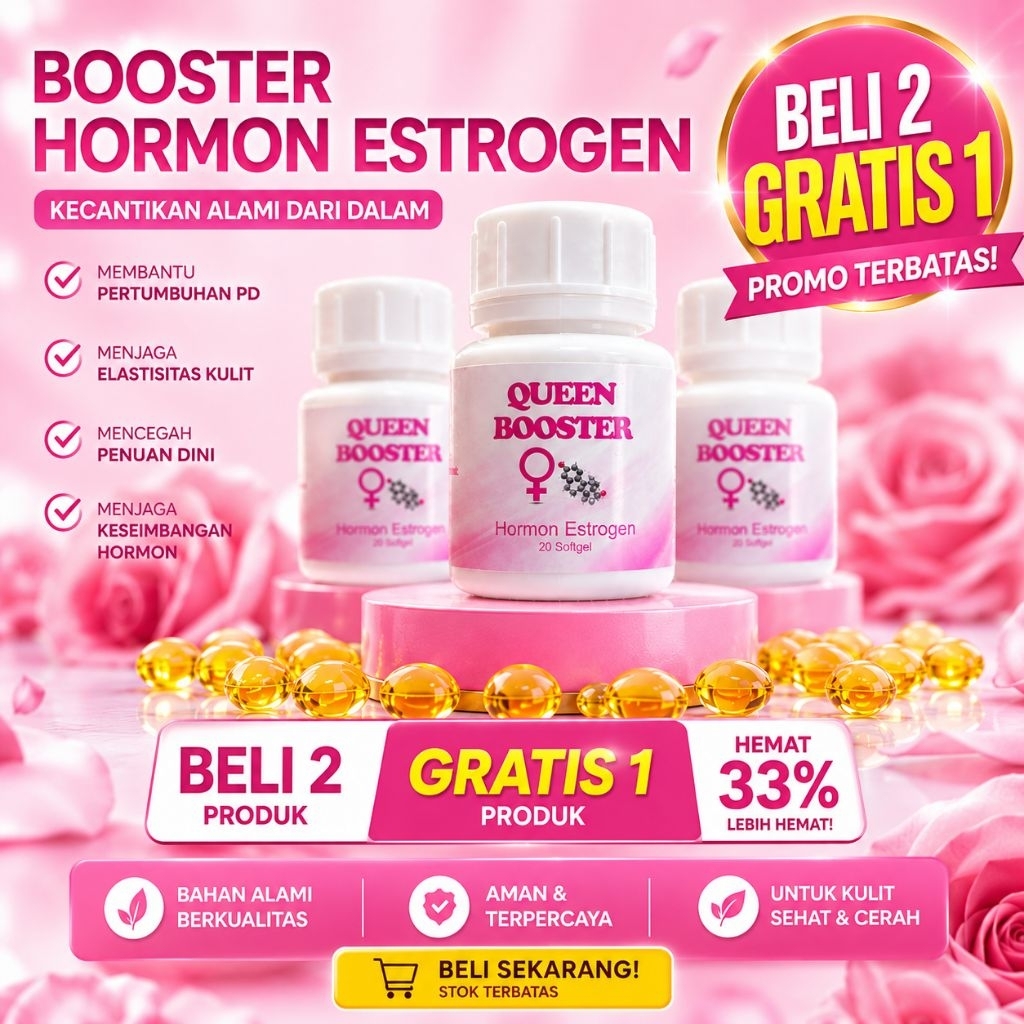 Queen Booster Suplemen Hormon Estrogen Wanita 20 Kapsul – Pembesar Payudara, Kencangkan & Seimbangka
