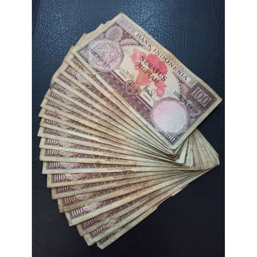 UANG KUNO 100 RUPIAH BUNGA TAHUN 1959 VF