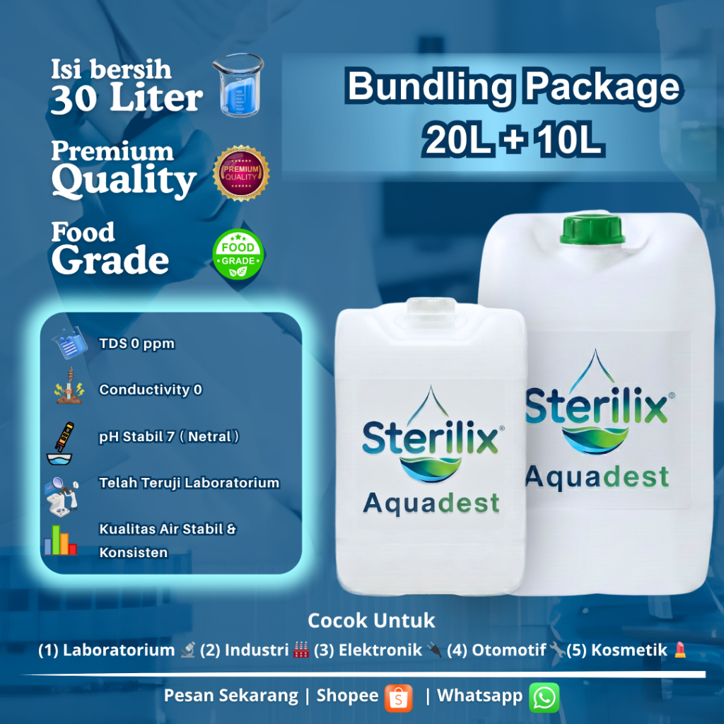 ( BUNDLING HEMAT ) AQUADEST 20LITER +10LITER / AIR SULING ULTRA MURNI / Distilled Water