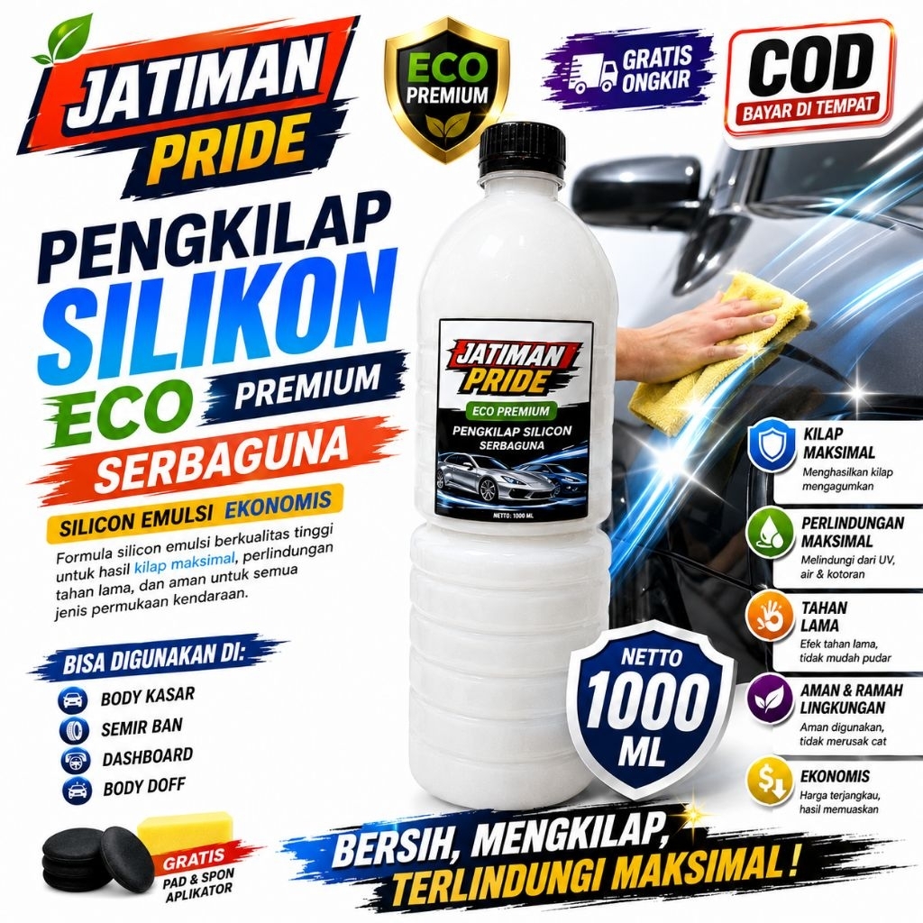 JATIMAN PRIDE PENGKILAP BODY & SEMIR BAN  TERMURAH 1000 ML | Emulsi Silicon Original Premium + Spoon