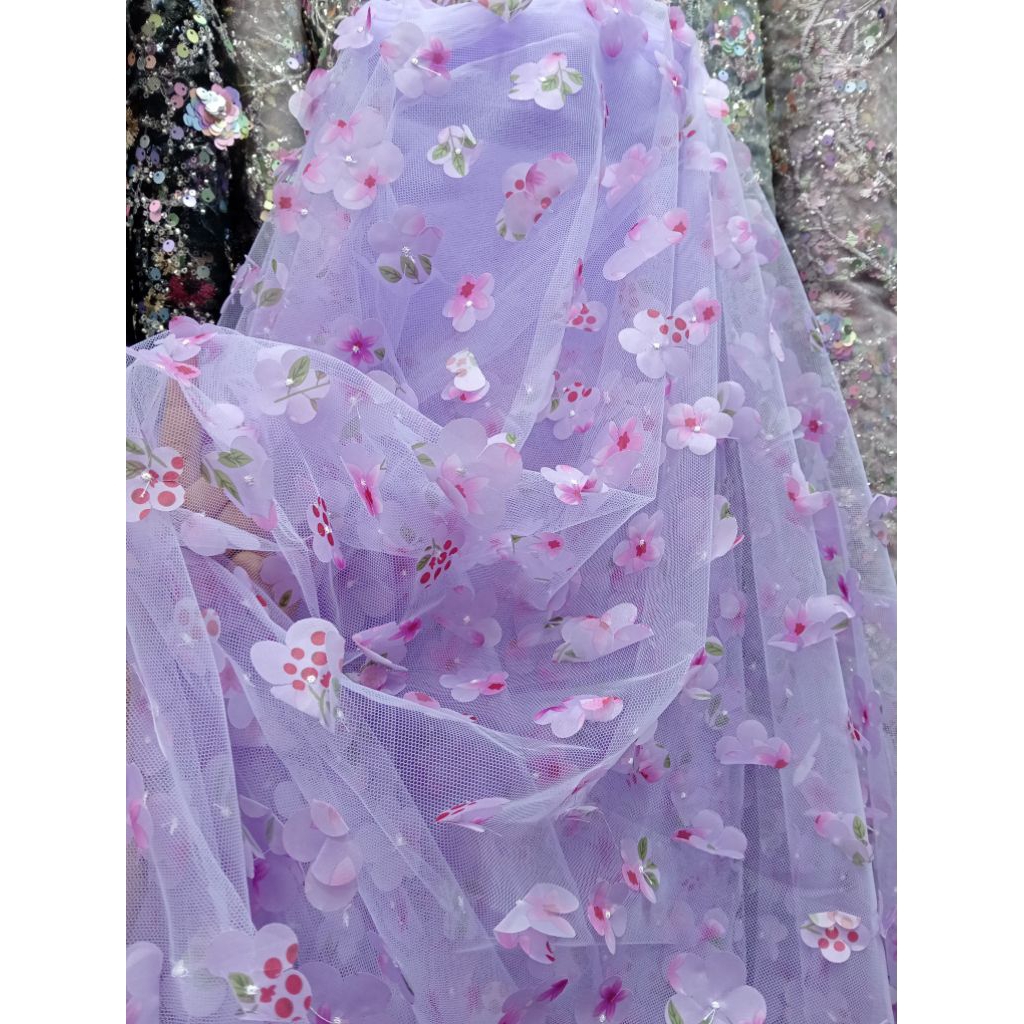 kain/bahan tile bunga 3D/tile bunga timbul/kain drees