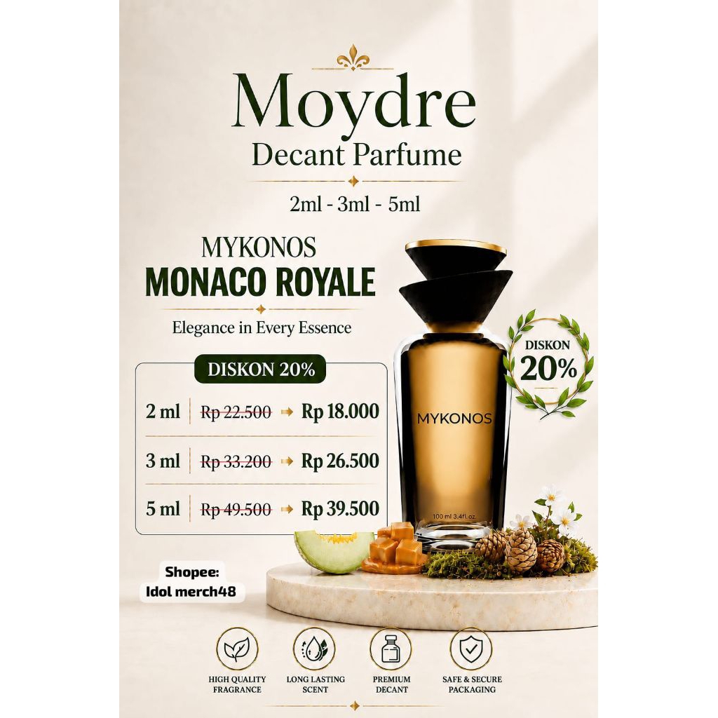 Reseller Official Brand || Decant Parfum Pria Mykonos Monaco Royale 2ml - 3ml - 5ml || Cocok di dala