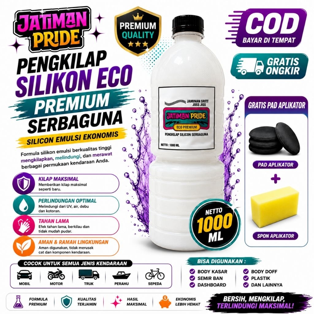 JATIMAN PRIDE PENGKILAP BODY & SEMIR BAN  TERMURAH 1000 ML | Emulsi Silicon Original Premium + Busa 