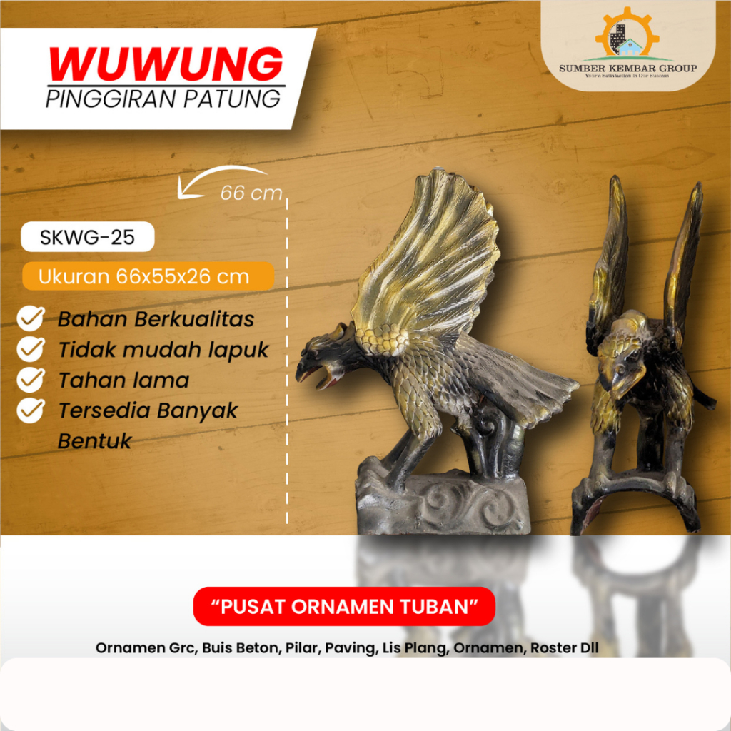 Genteng Hias Wuwung Garuda Ukuran 66 & 64 Cm ( WAJIB BACA DESKRIPSI )