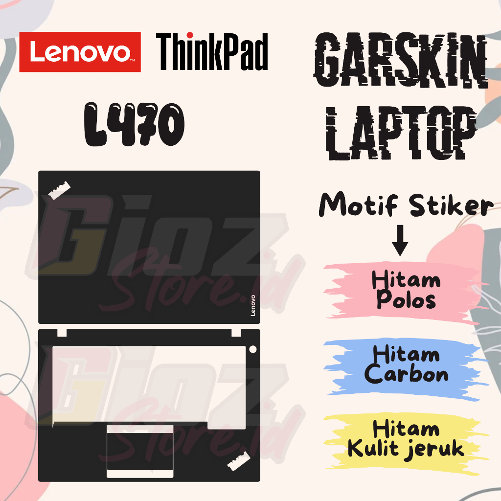 Garskin Laptop Lenovo L470 Thinkpad hitam doff