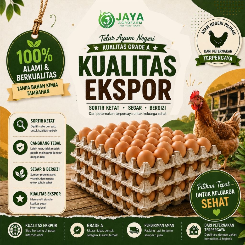 Telor Ayam Negeri PREMIUM - 15 Kg Grade AA Fresh Bersih Langsung dari Peternak