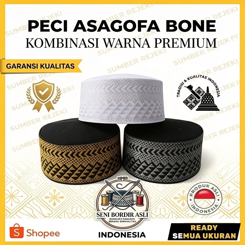 PECI ASSAGOFAH BUGIS KOPIAH BUGIS BONE SONGKOK ASAGOFAH BUGIS MURAH Songkok Recca Bugis Bone (COD) S
