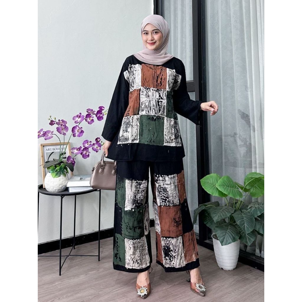 Setelan Kulot Twill Jumbo Premium One Set Kulot Besar Busui