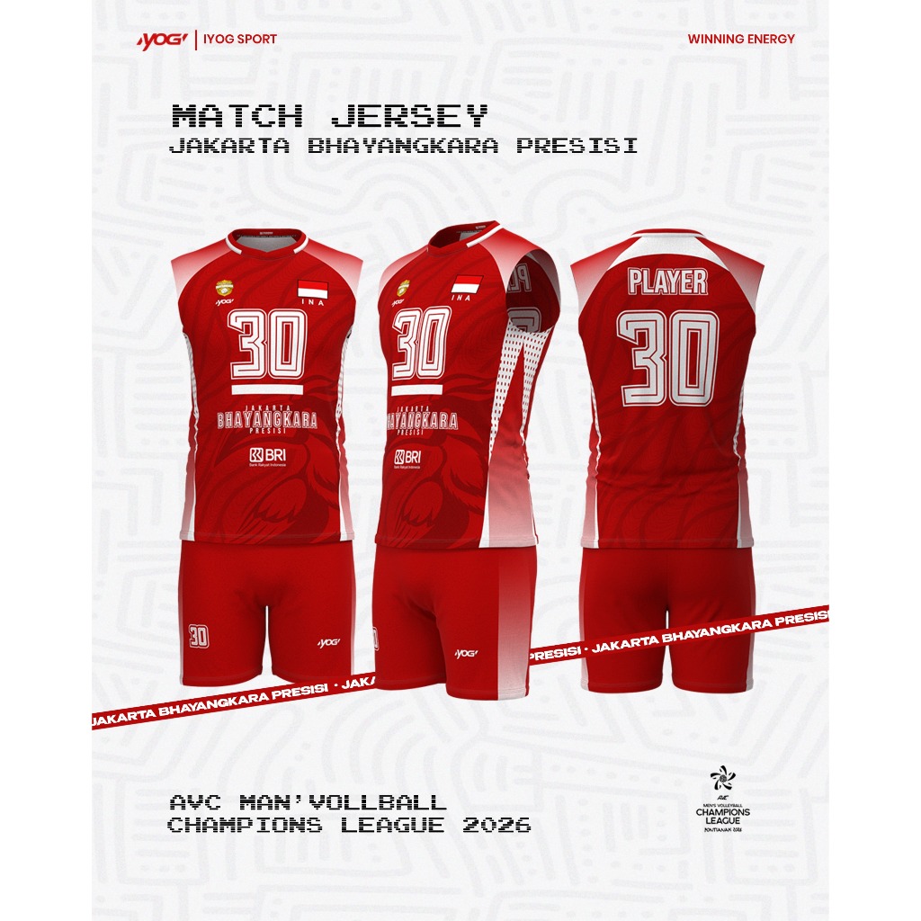 IYOGSPORT - JERSEY TANDING JAKARTA BHAYANGKARA PRESISI AVC MEN'S VOLLEYBALL CLUB