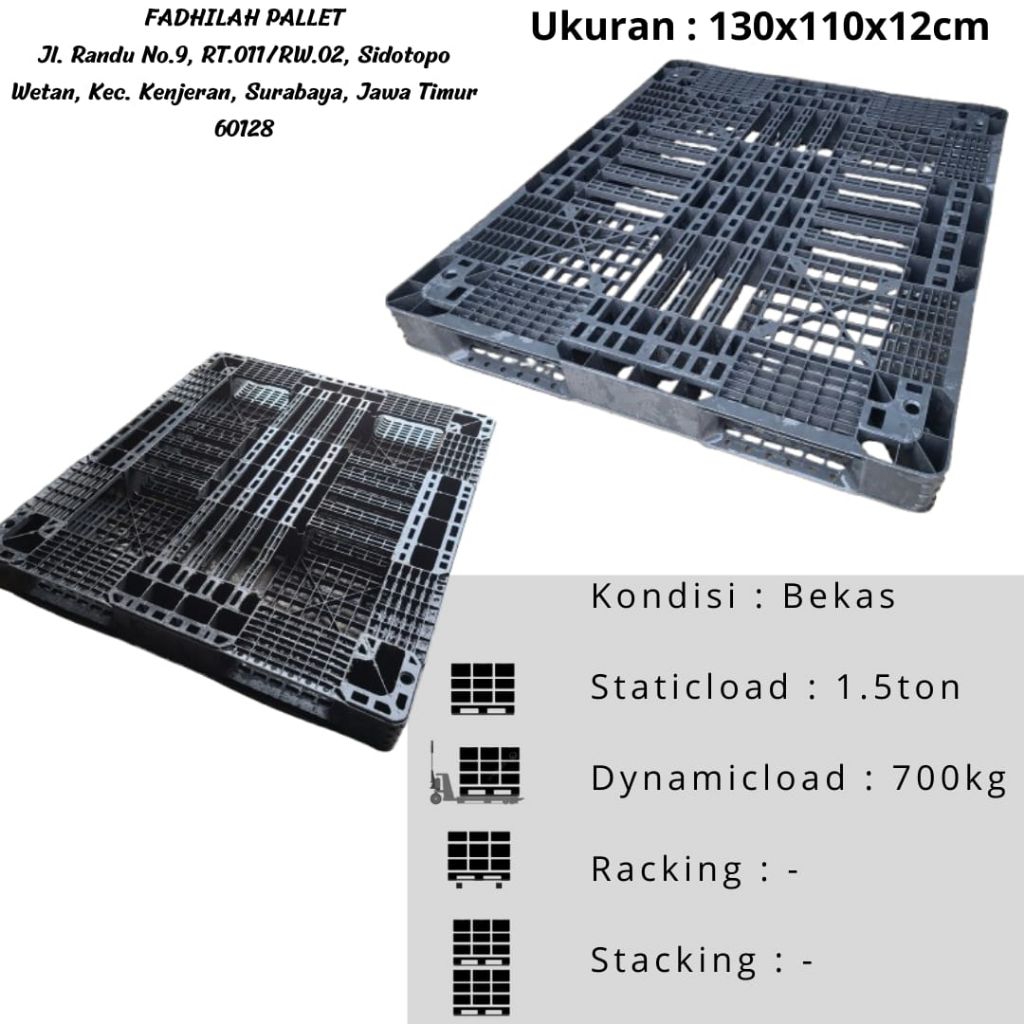 PALLET PLASTIK BEKAS 130X110X12CM PALET PLASTIK BEKAS TATAKAN BARANG GUDANG