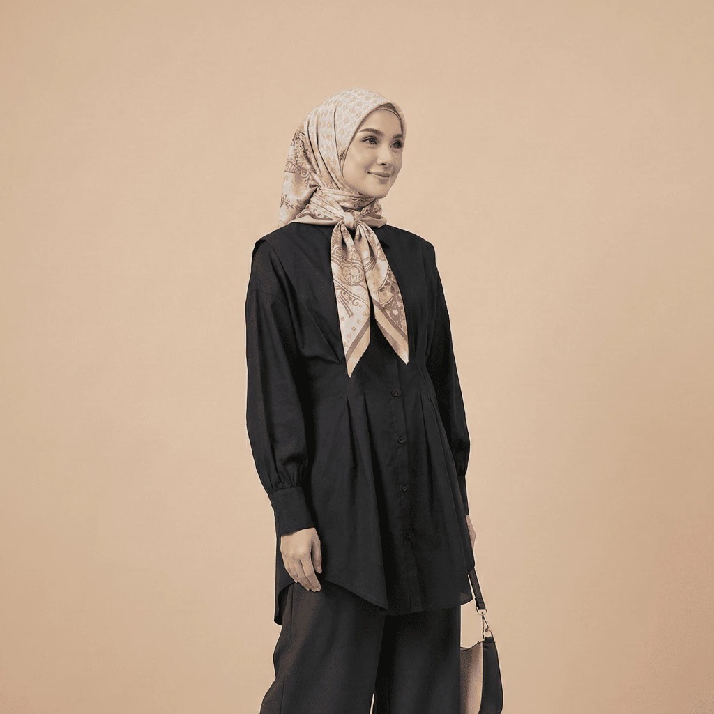 Atasan Wanita Korean Style Modis Blouse Lengan Balon EC-01 Bahan Katun berkualitas Ukuran XS S M L X