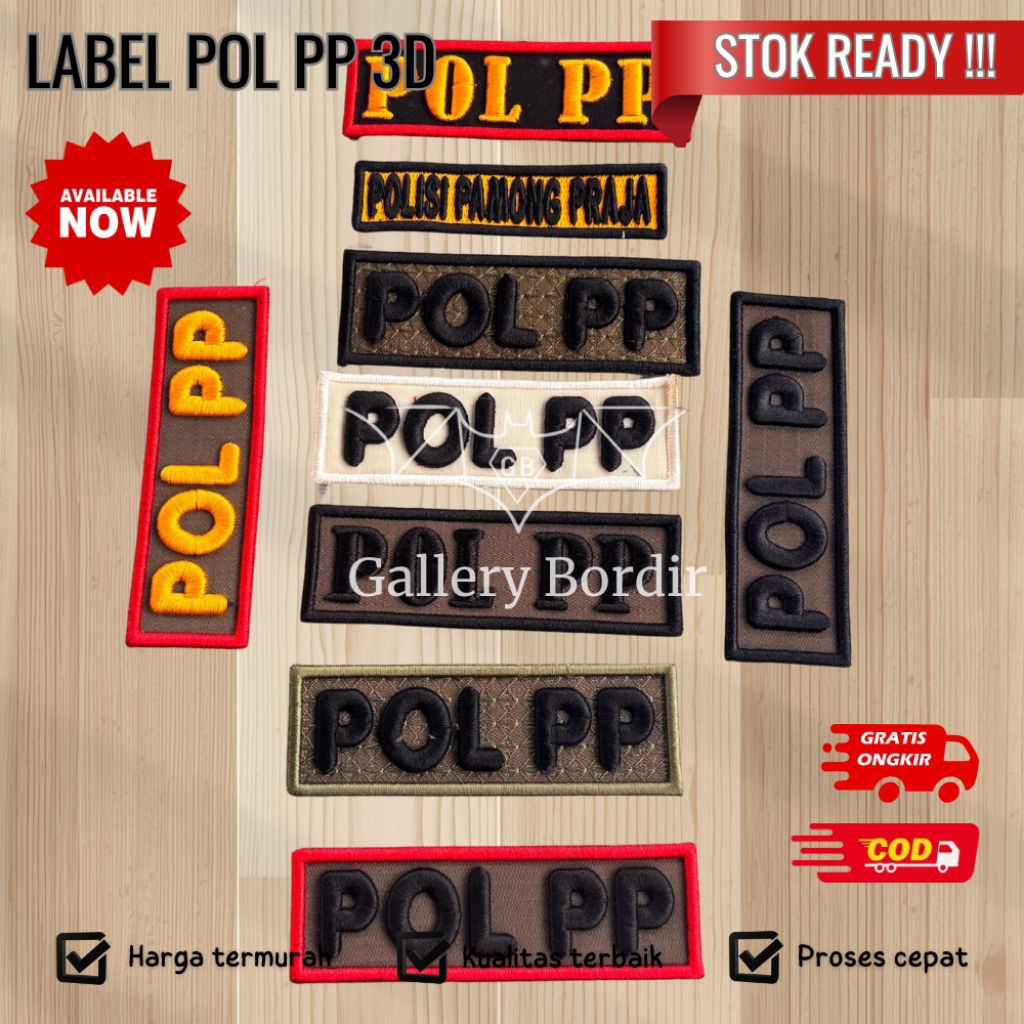 bordir label pol pp timbul | bordir pol pp