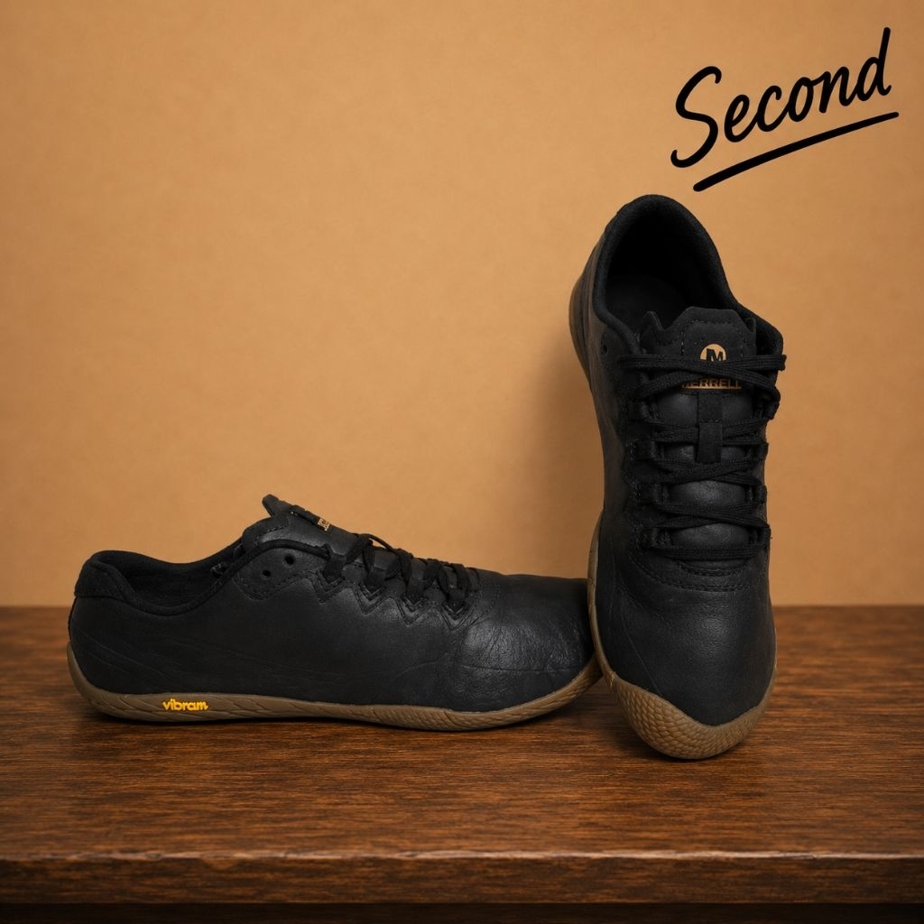 sepatu Merrell Vapor Glove 3 Luna Leather Second Hitam Ukuran 41 26,5cm Sol Vibram Barefoot