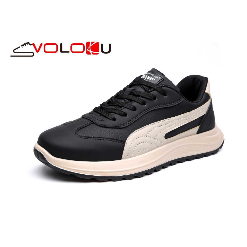 VOLOKU-Sepatu Olahraga Santai Pria  Sepatu Pria Formal Hitam Cocok Semua Outfit