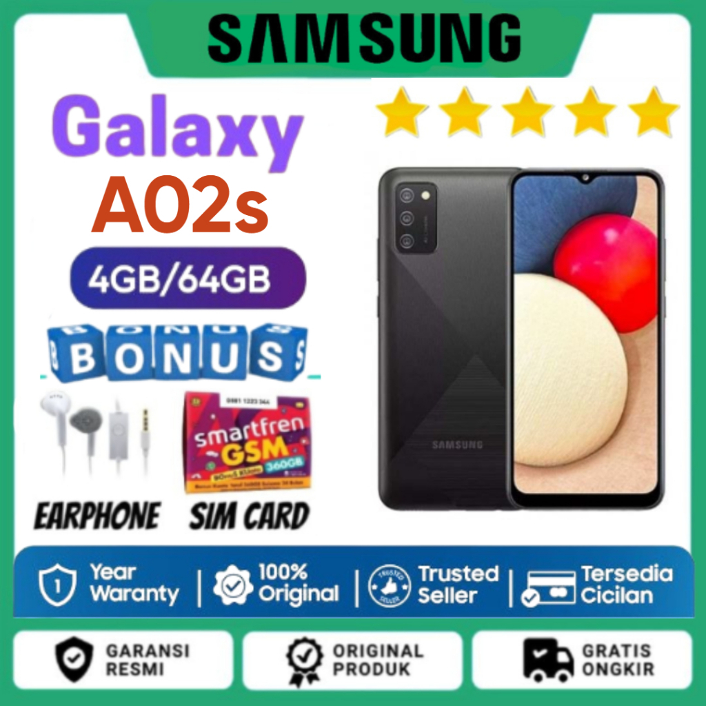 HP SAMSUNG A02s 4GB/64GB GARANSI RESMI DAN EXTRA BONUS