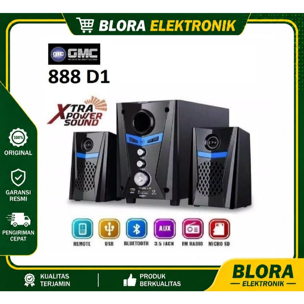 Speaker Aktif GMC 888D1 Bluetooth Speaker Subwoofer Bass Original Garansi Resmi