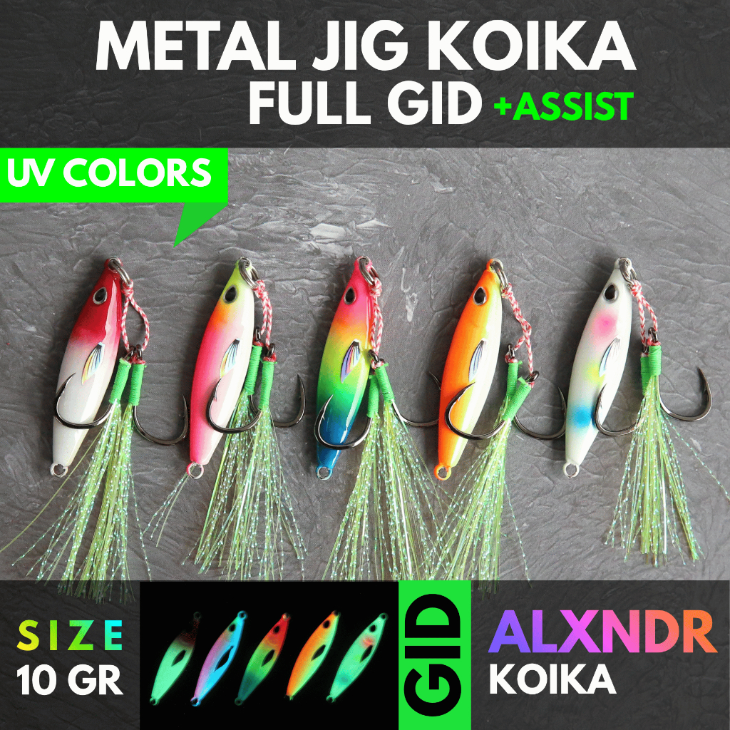 ALXNDR METAL JIG + ASSIST HOOK KOIKA FULL GID UV 10GR | METAL JIG KOIKA | MICRO JIG KOIKA