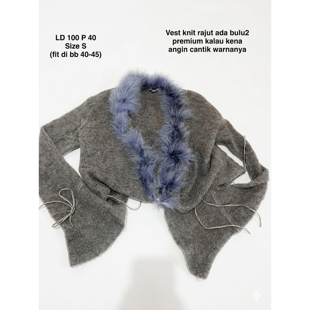 Vest outer rajut knit bulu bulu premium
