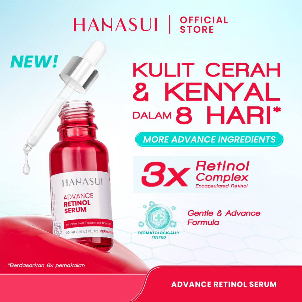 Hanasui Advance Retinol Serum 20ml | Kulit Cerah Kenyal 3x Retinol Complex Gentle & Advance Formula
