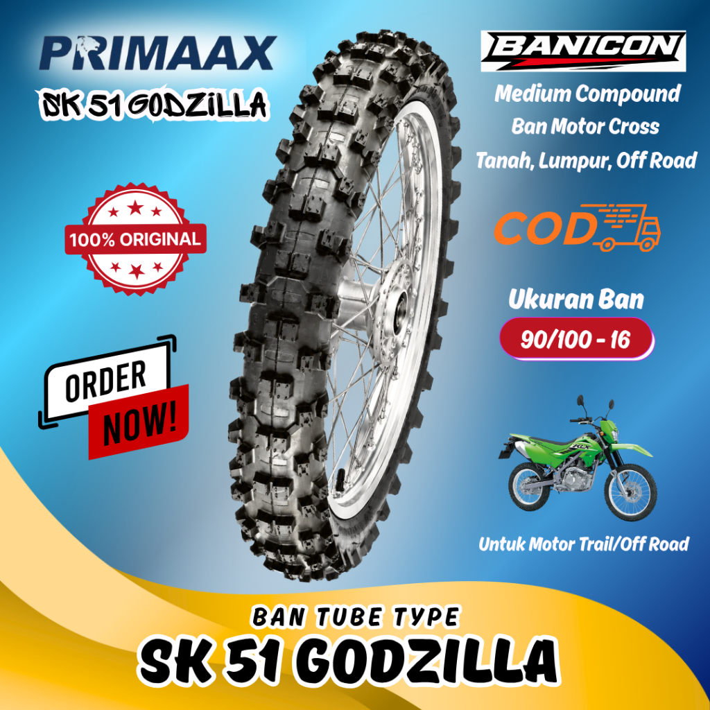 Ban Motor Trail 90/100-16 KLX 150 CRF 150 L SK 51 Godzilla Ban Motor Cross Tanah Lumpur Off Road Tub