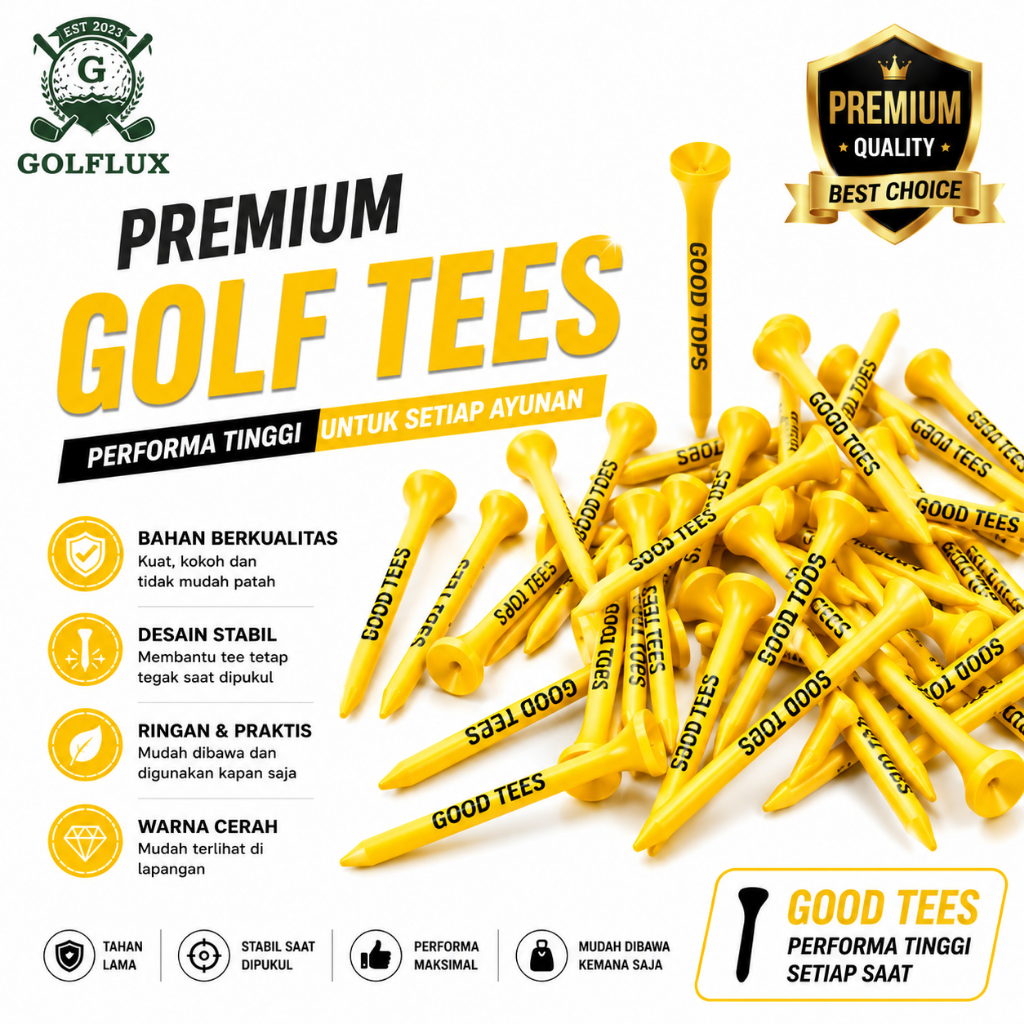 Tee Golf Kayu Model Unik | Cocok untuk Driver & Iron | Tahan Lama - Isi 5 Pcs