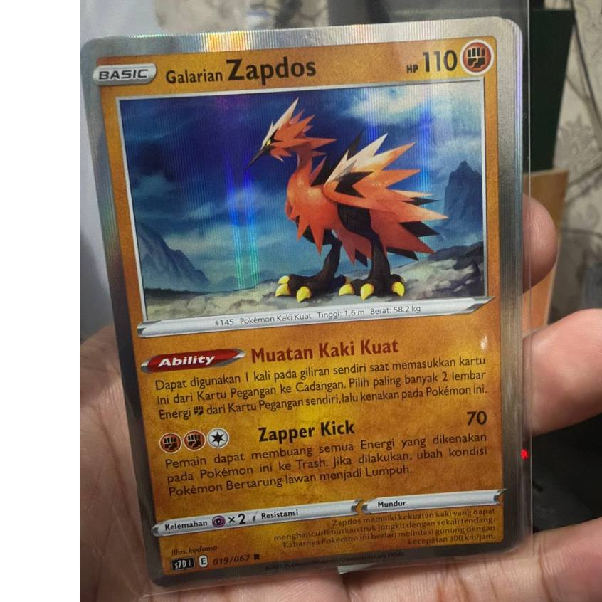 Galarian Zapdos HOLO s7D Kartu Pokemon Indonesia