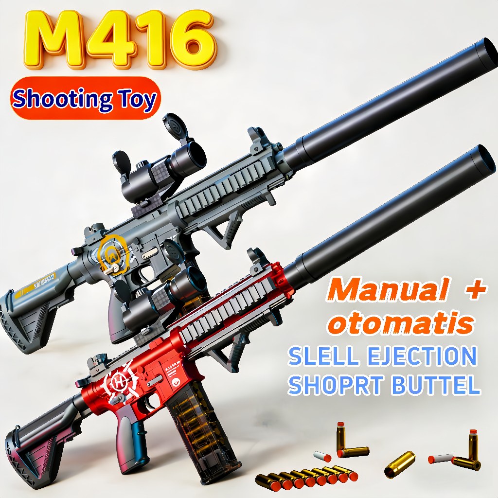 Senjata Mainan Elektrik M416 dengan Peluru Lunak untuk Anakanak Senjata Mainan Sniper Serbu Otomatis