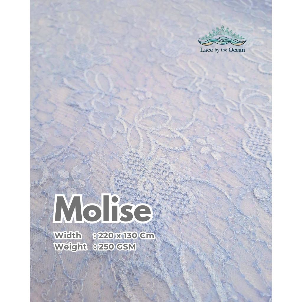 Lace by the Ocean - Molise - Kain Brukat Brokat Motif Bunga Rashel untuk Gaun, Kebaya, Abaya, Dress 