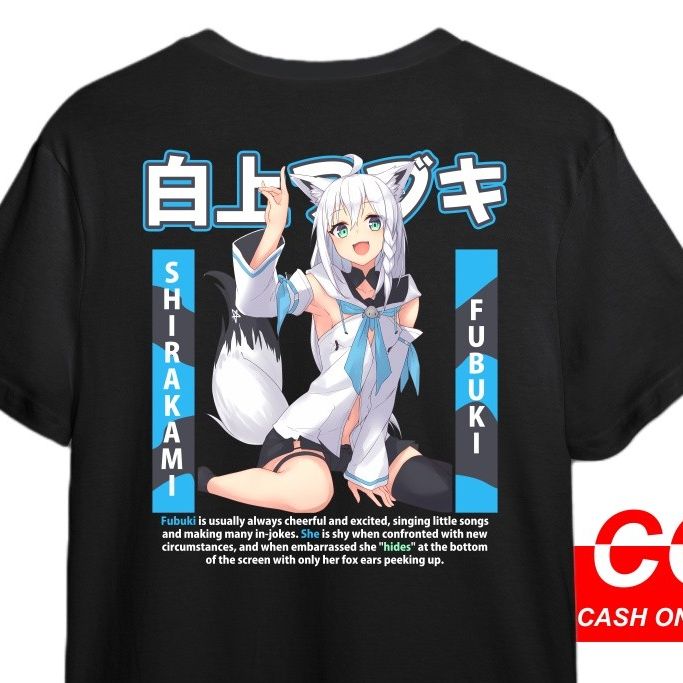 KAOS SHIRAKAMI FUBUKI HOLOLIVE GAMERS -  KAOS DISTRO PRIA & WANITA ANIME & GAME DESIGN VTUBER SHIRAK