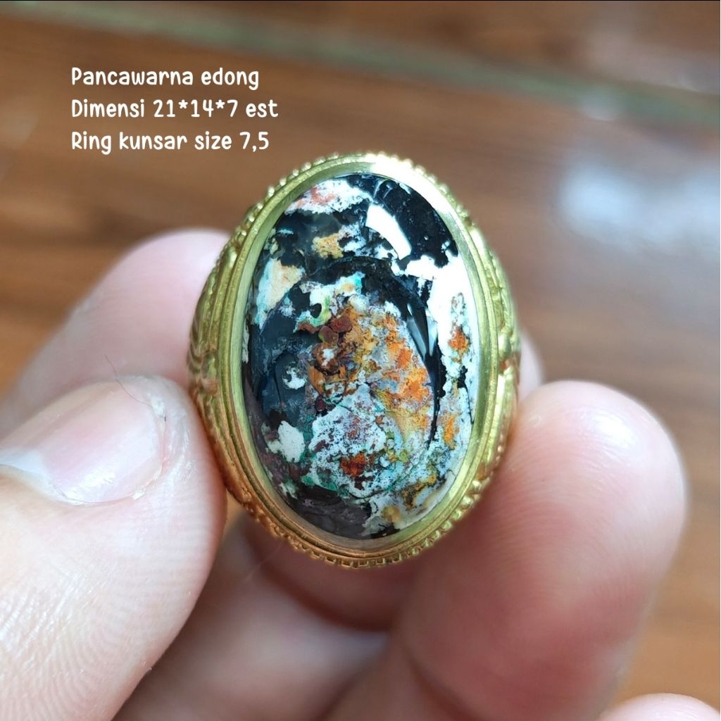 (BISA COD) Cincin Batu Akik Pancawarna Garut Edong Super