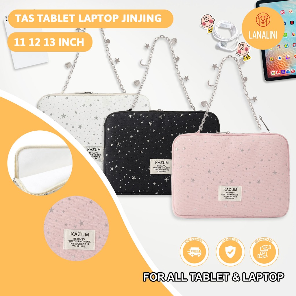 Tas Jinjing Laptop Tablet Universal With Handstrap Rantai Sleeve Pouch Sarung Hand Bag Zipper For Le