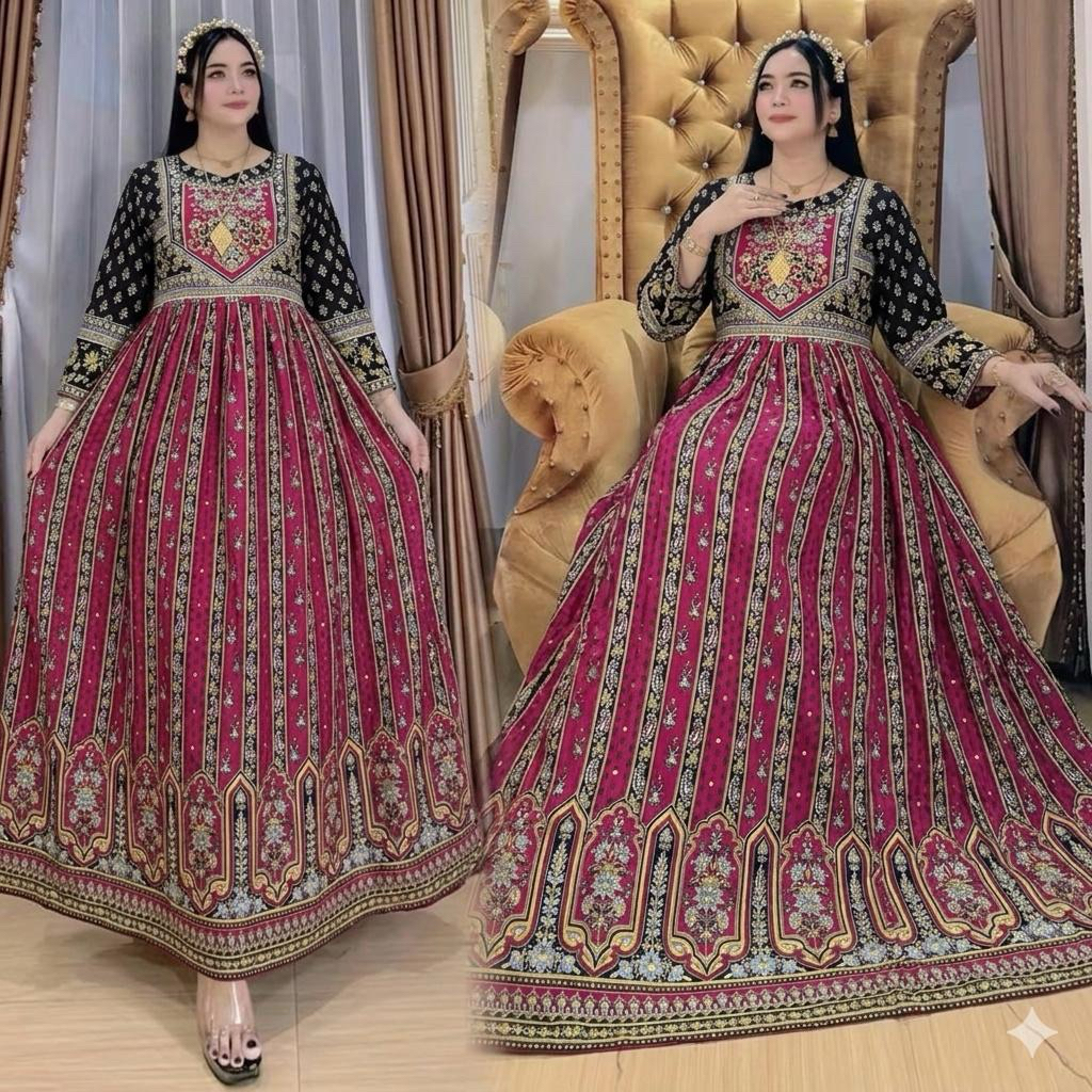 Gamis Abaya India Hitam Kombinasi Payet Mewah Dres Muslimah Cantik dan Elegan