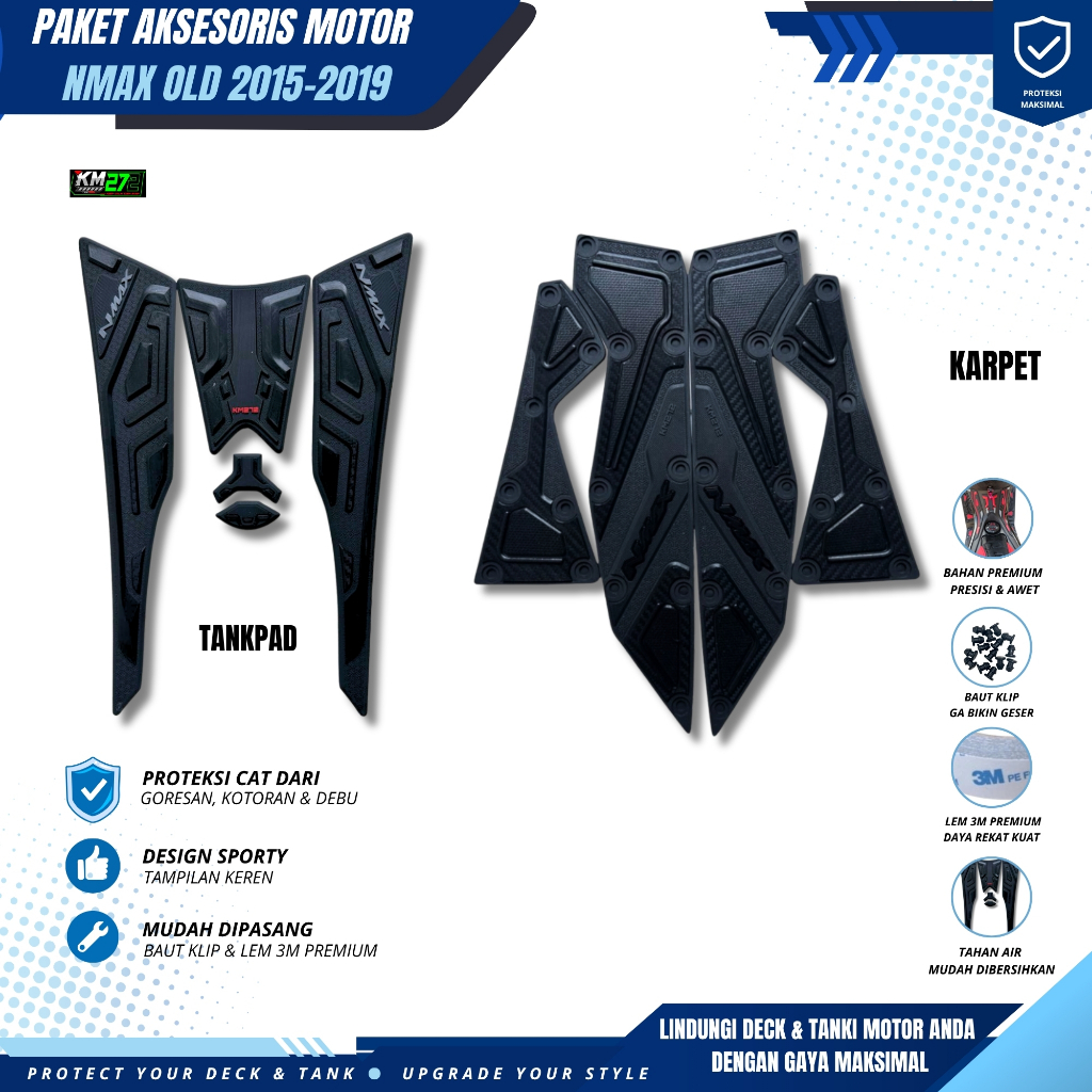 KM272 Paket Aksesoris  Nmax Old / Karpet / Tankpad Nmax Old 2015 - 2019 Bahan Tebal Premium