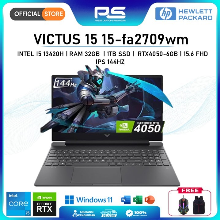 HP Victus 15 Gaming Laptop i5 RTX4050 32GB 1TB SSD FHD 144Hz Windows 11