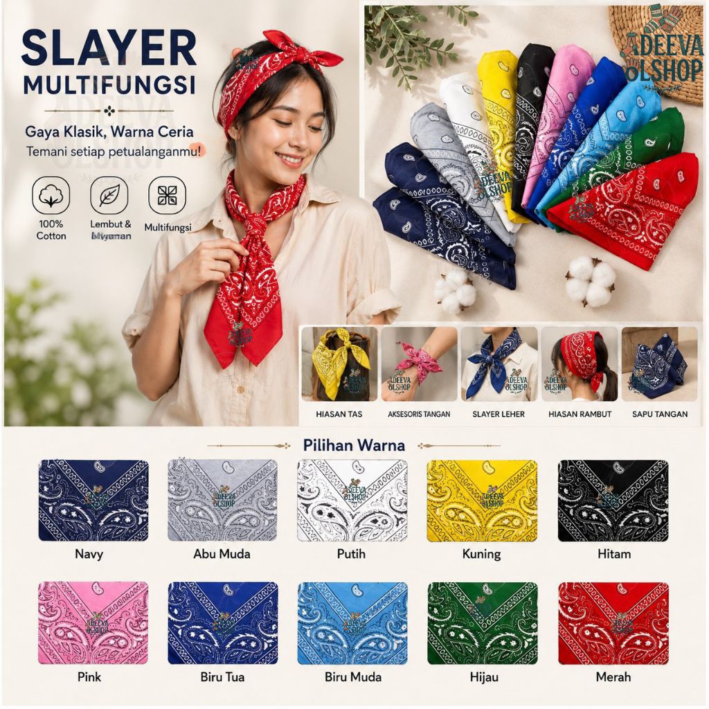 Slayer Bandana_Syal Multifungsi_Slayer Skena_Sapu Tangan Segi empat Batik_Slayer Pria dan Wanita