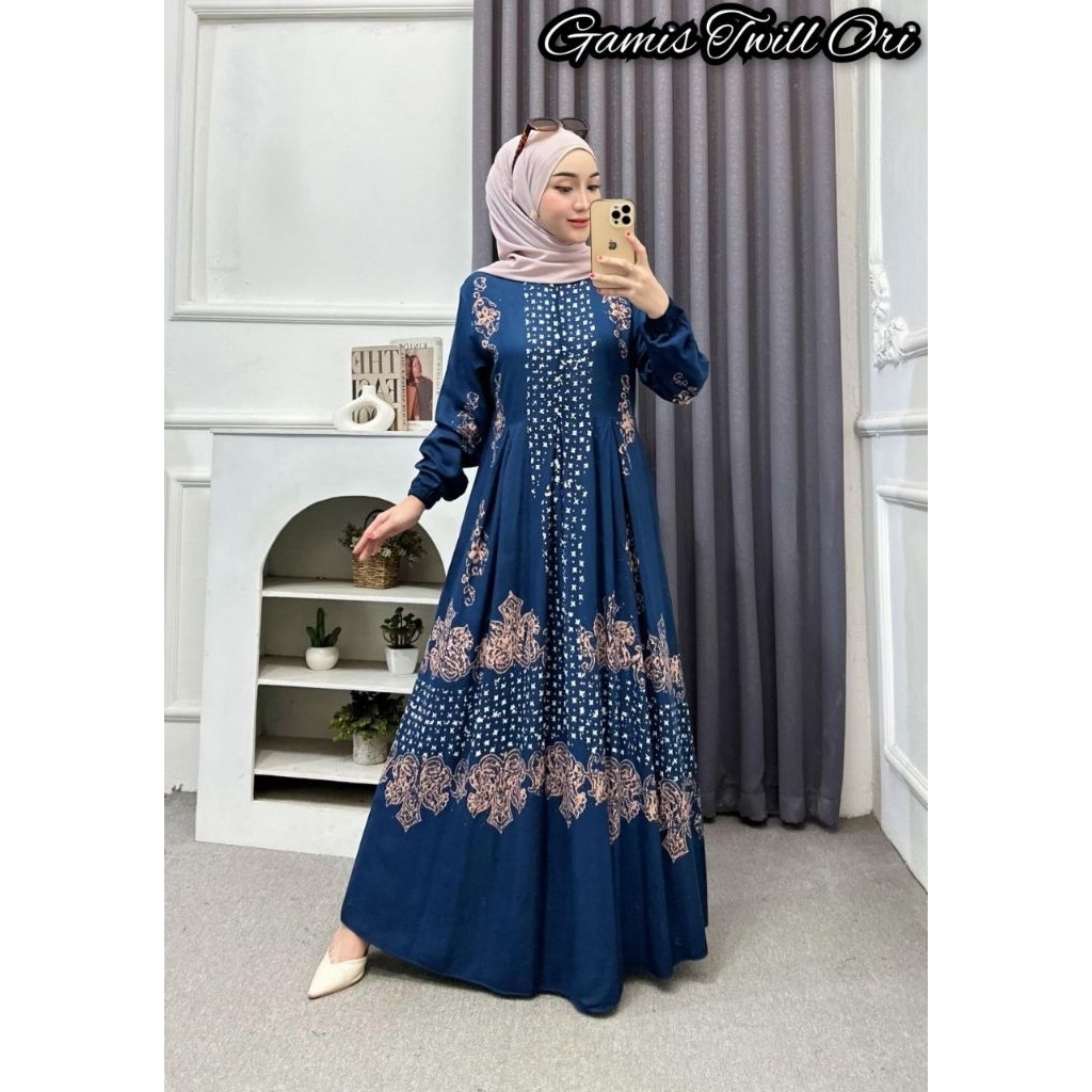 Gamis twill ori pekalongan Gamis motif Gamis twill jumbo ld 130