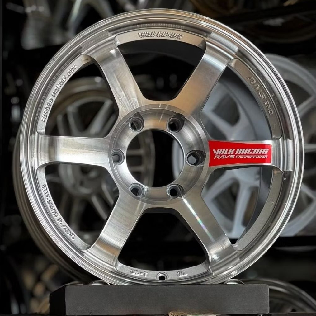 velg racing ring 18 VOLKRAYS TE37 PROGRESIVE FULL POLISH R18 velg mobil Pajero Ford everest hilux tr