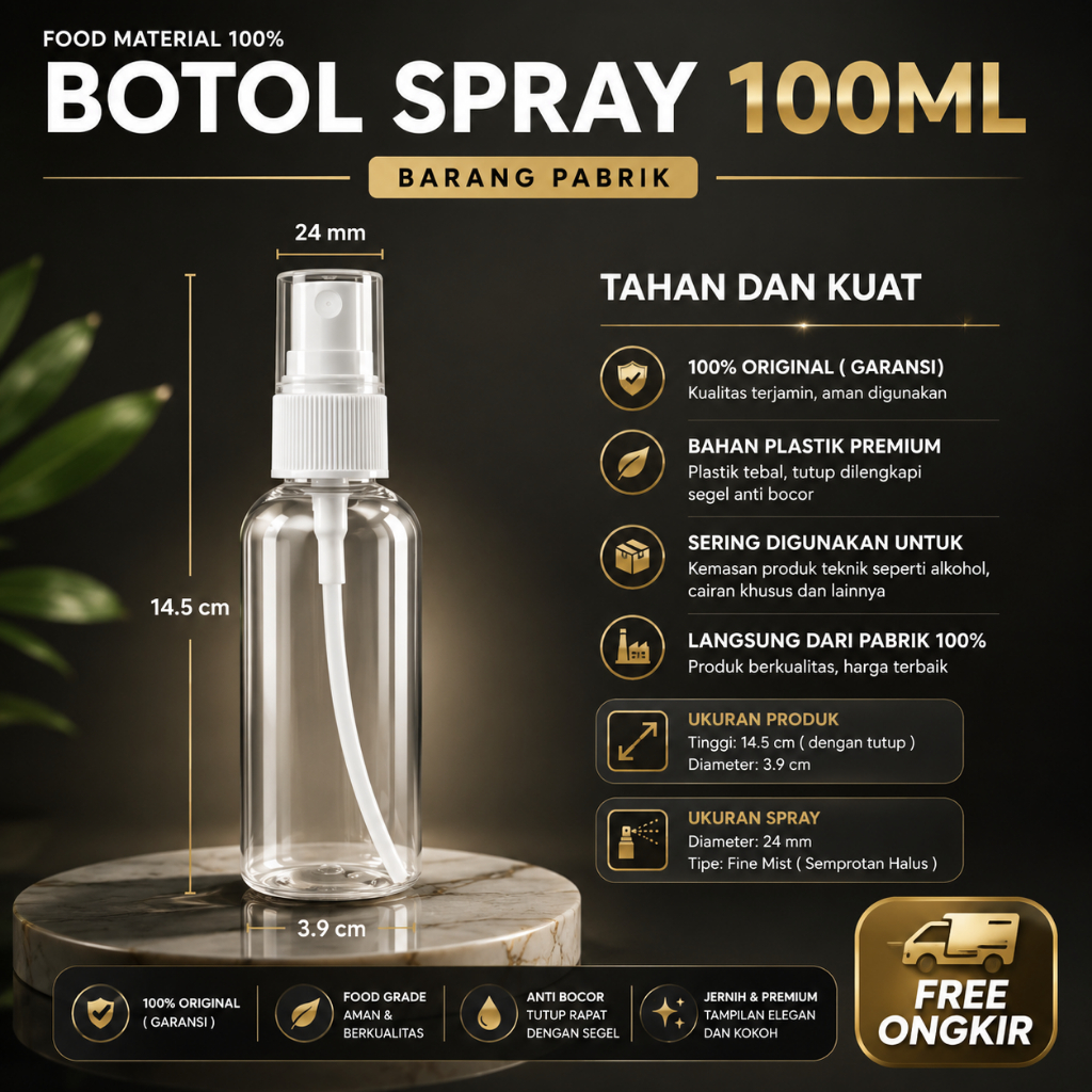 botol spray 100ml plastik tebal