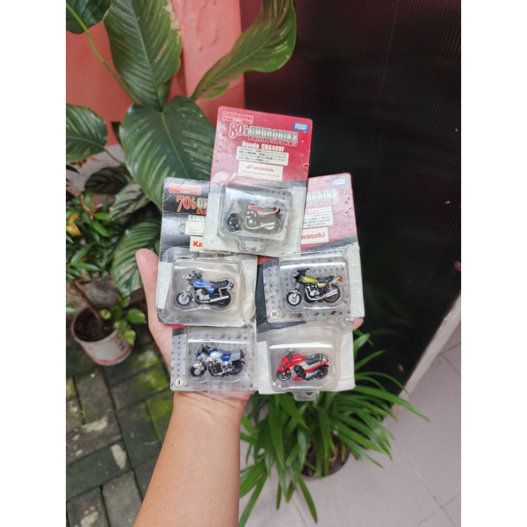 Diecast ChoroQ Chorobike set 5 Pcs Kawasaki Suzuki Honda Choro Q Motor Bantet