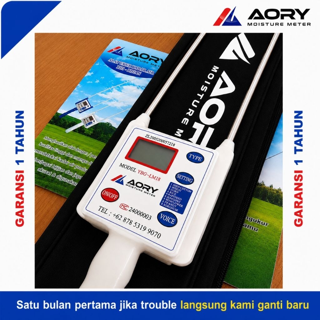 Alat Ukur Kadar Air Jagung, Beras, Gabah, Kopi, dll. (AORY Moisture Meter YBG-LM18)
