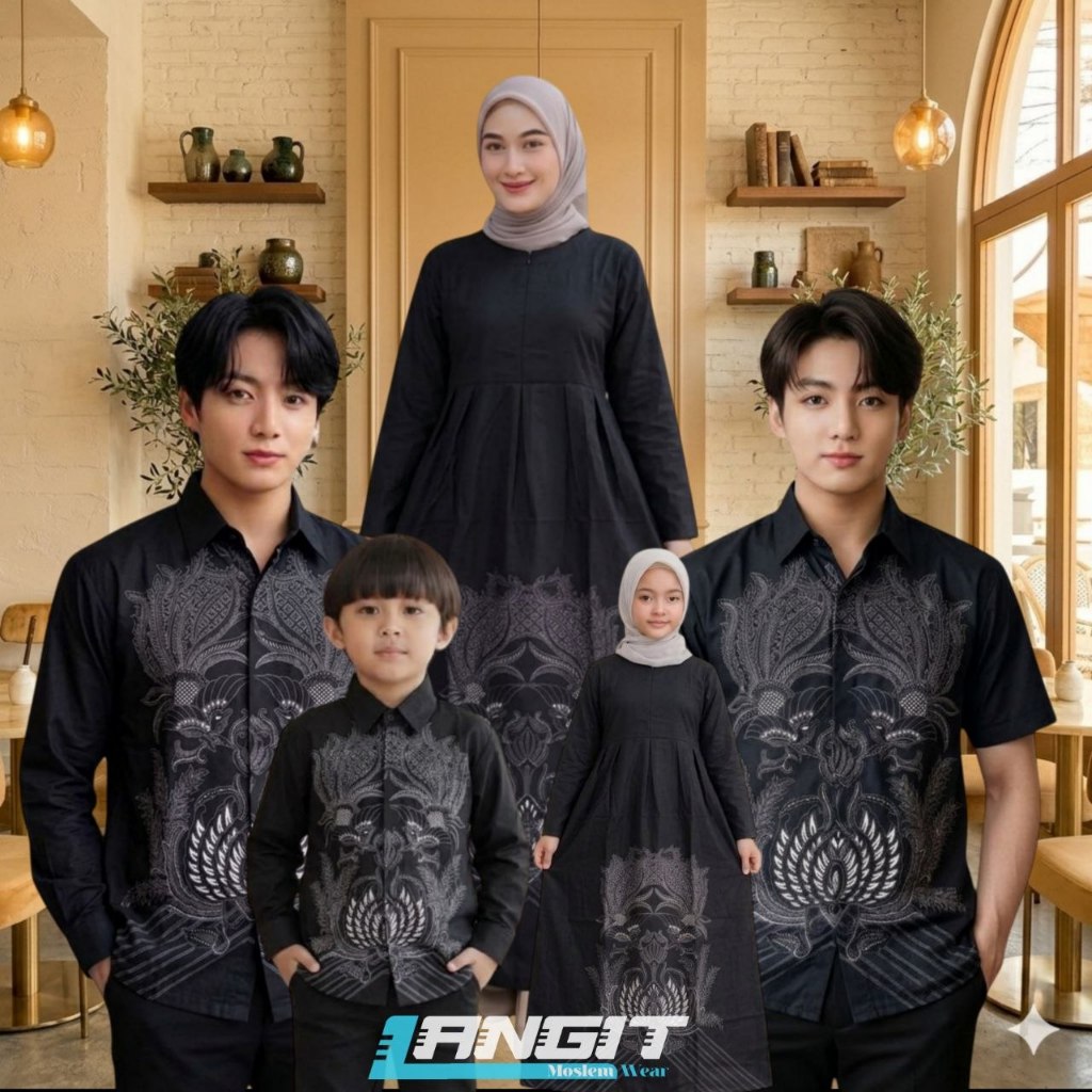 Baju Batik Couple Keluarga Kondangan | Batik Couple Keluarga Premium | Batik Sarimbit Ibu Ayah & Ana