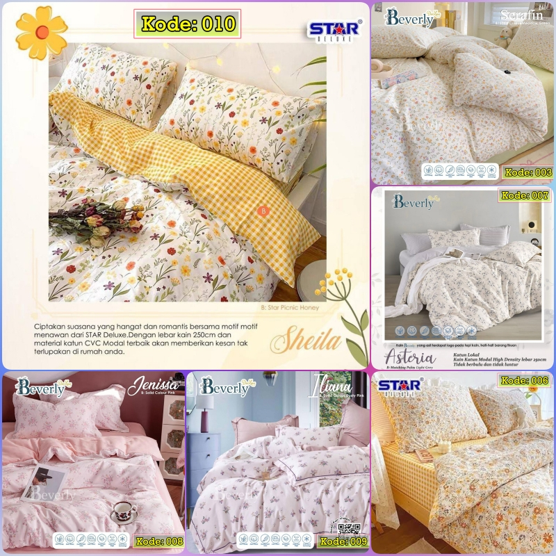 Kain Bahan Sprei Meteran Katun CVC Motif Bunga Tabur Bunga Kecil Kecil, Shabby, Shelby