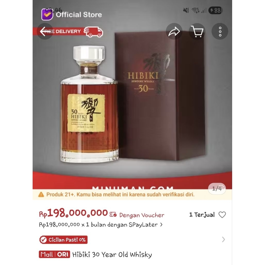 hibiki 30 (botol kosong) pajangan