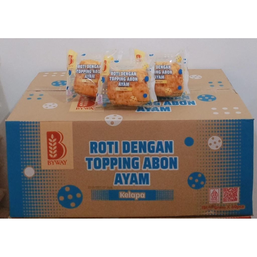 Roti Abon Ayam BYWAY 1 Dus Isi 60pcs | Roti Topping Abon Ayam Kelapa Pedas Rumput Laut | Snack Roti 