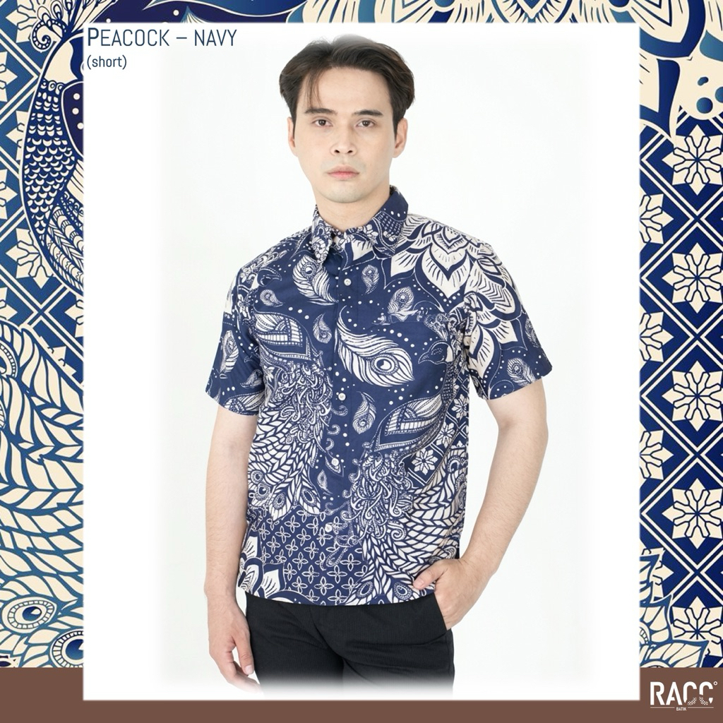 Peacock - Kemeja Batik Lacoste - Kemeja Batik Polyester - Kemeja Batik Pria Slimfit - RACC Batik