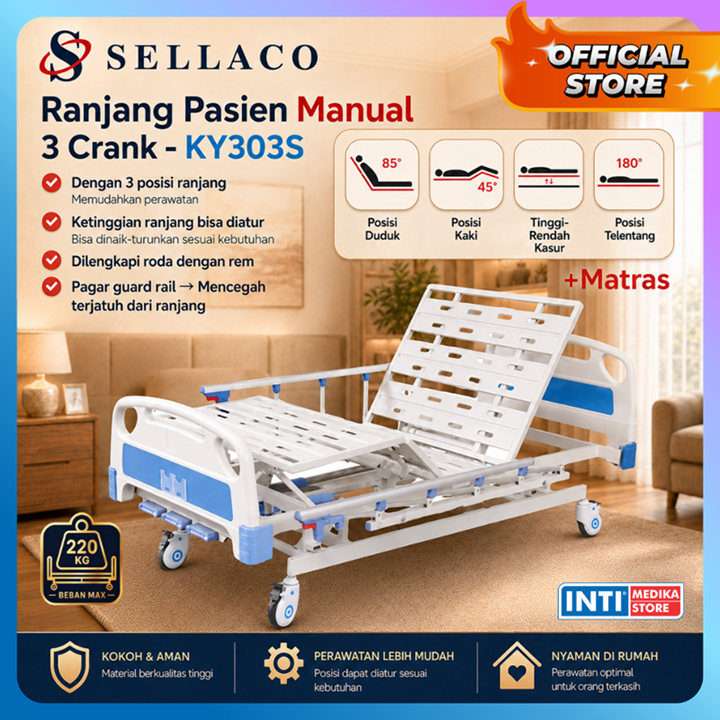 SELLA - Hospital Bed Pasien Manual 1 / 2 Crank | Ranjang Rumah Sakit