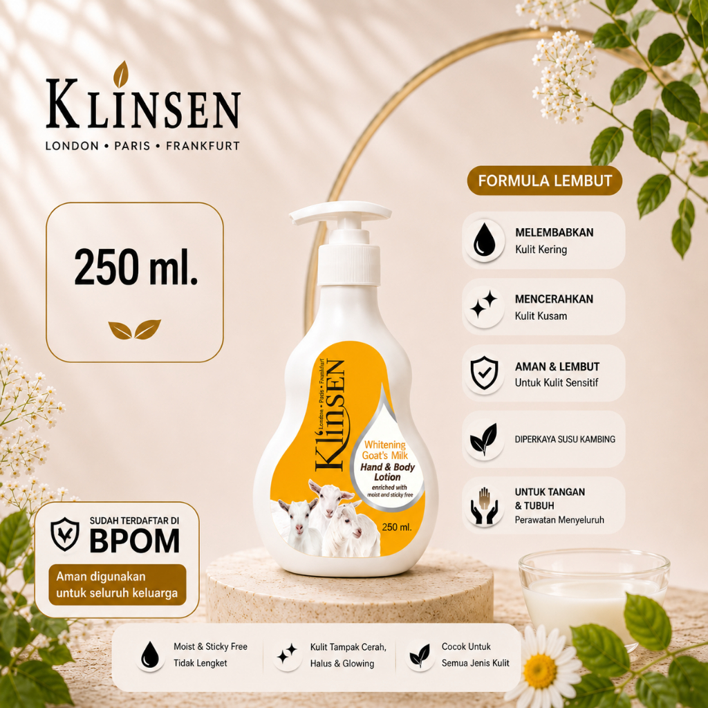 Hand Body Lotion Klinsen Whitening Goat's Milk 250 ml