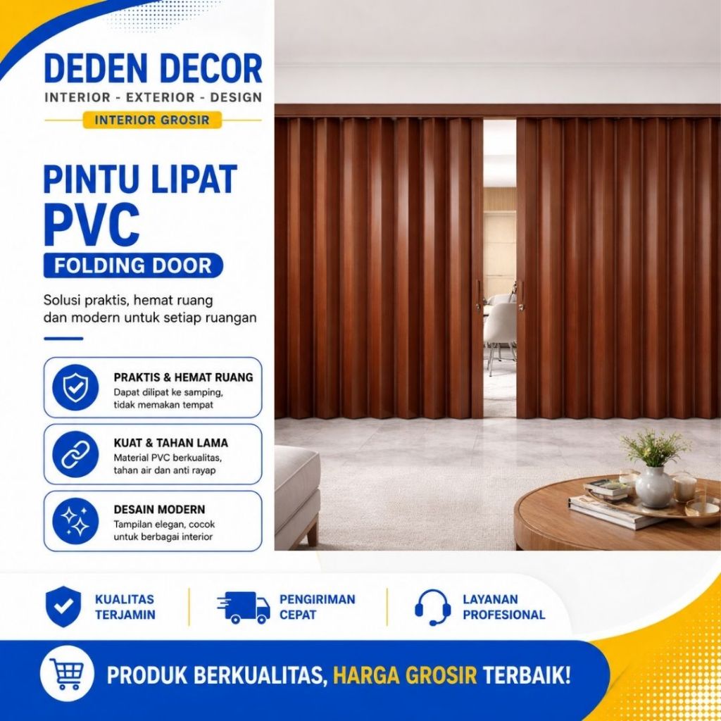 Pintu sekat lipat sekat pvc / sekat pvc folding door untuk penyekat ruangan dnexs elite