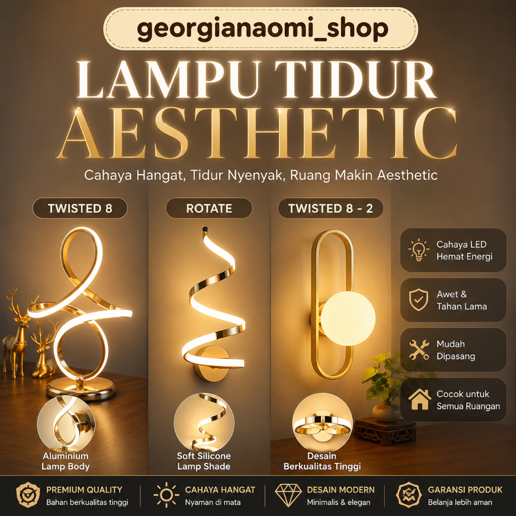 Lampu Dinding Kamar Tidur Aesthetic Model Tempel